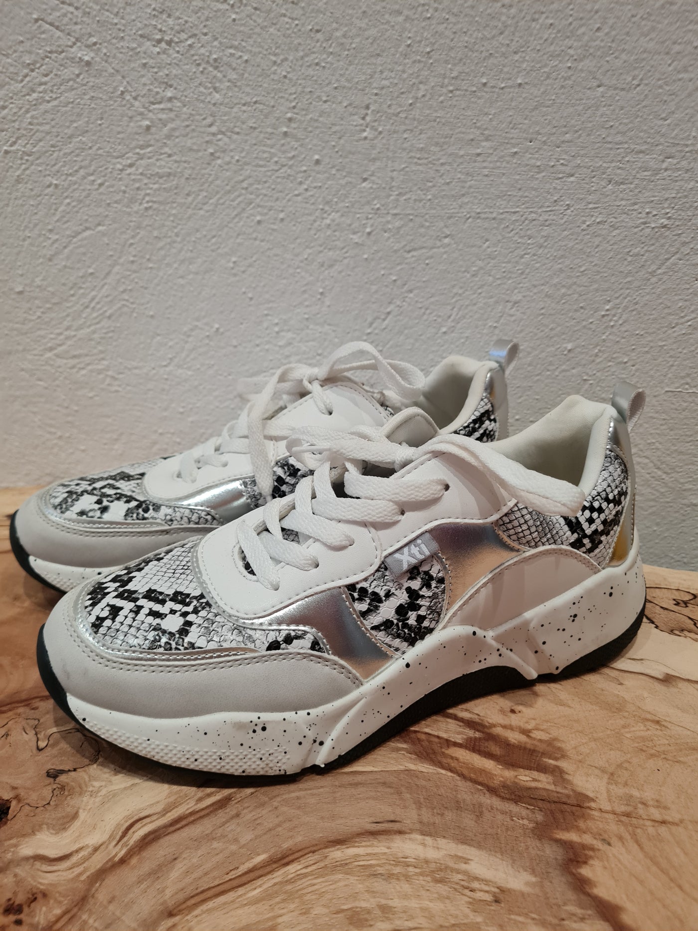 XTI Silver snake print trainers 6