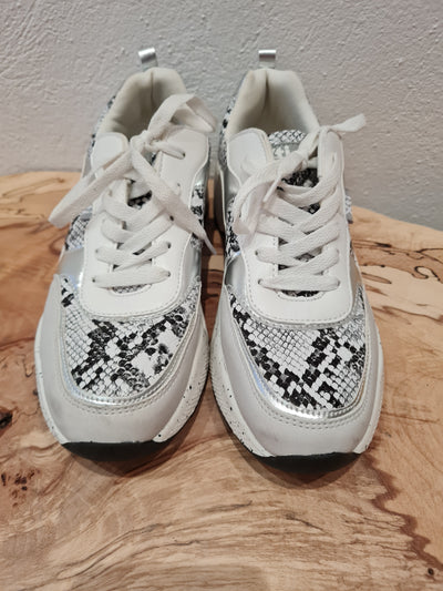 XTI Silver snake print trainers 6