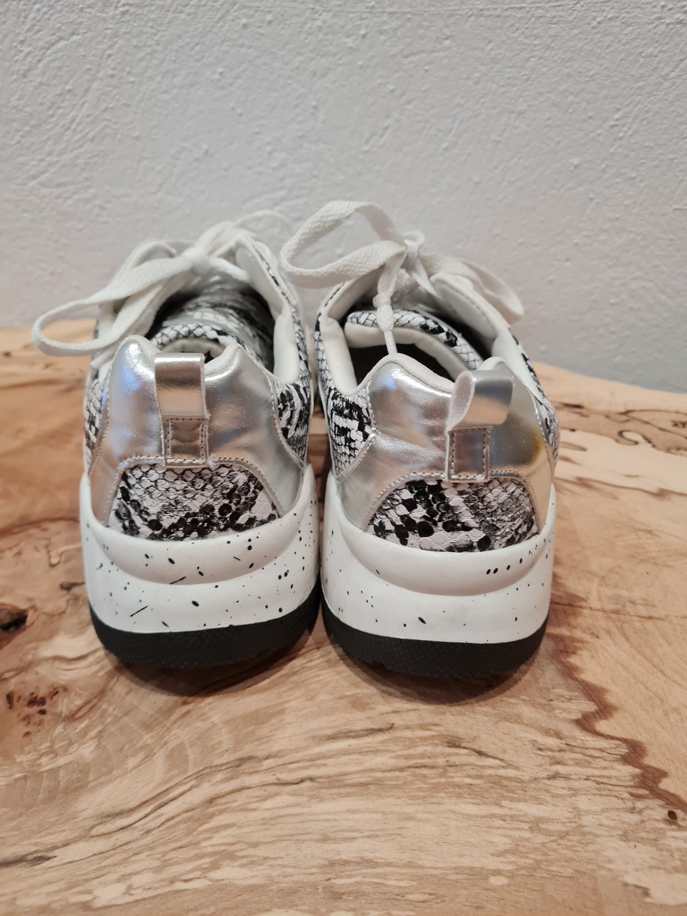XTI Silver snake print trainers 6