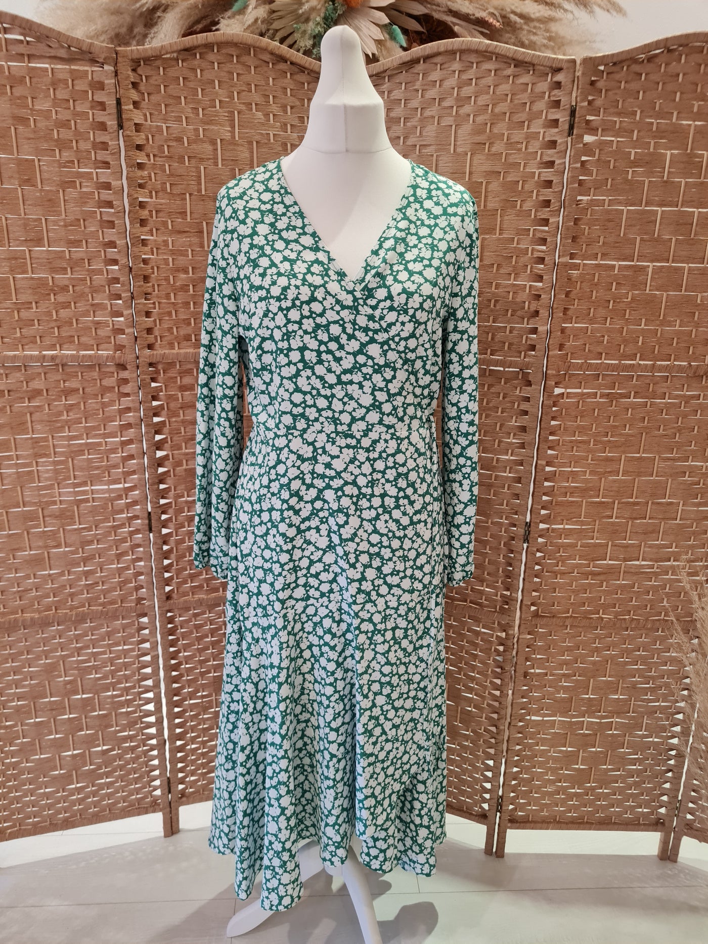 Wallis Green Floral wrap Dress 16