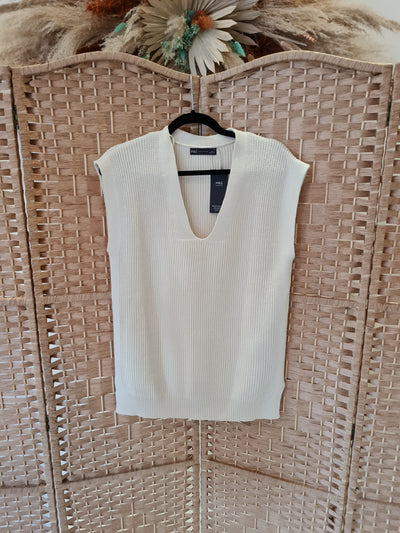 M&S Cream Sweater Vest Size Small New RRP £25