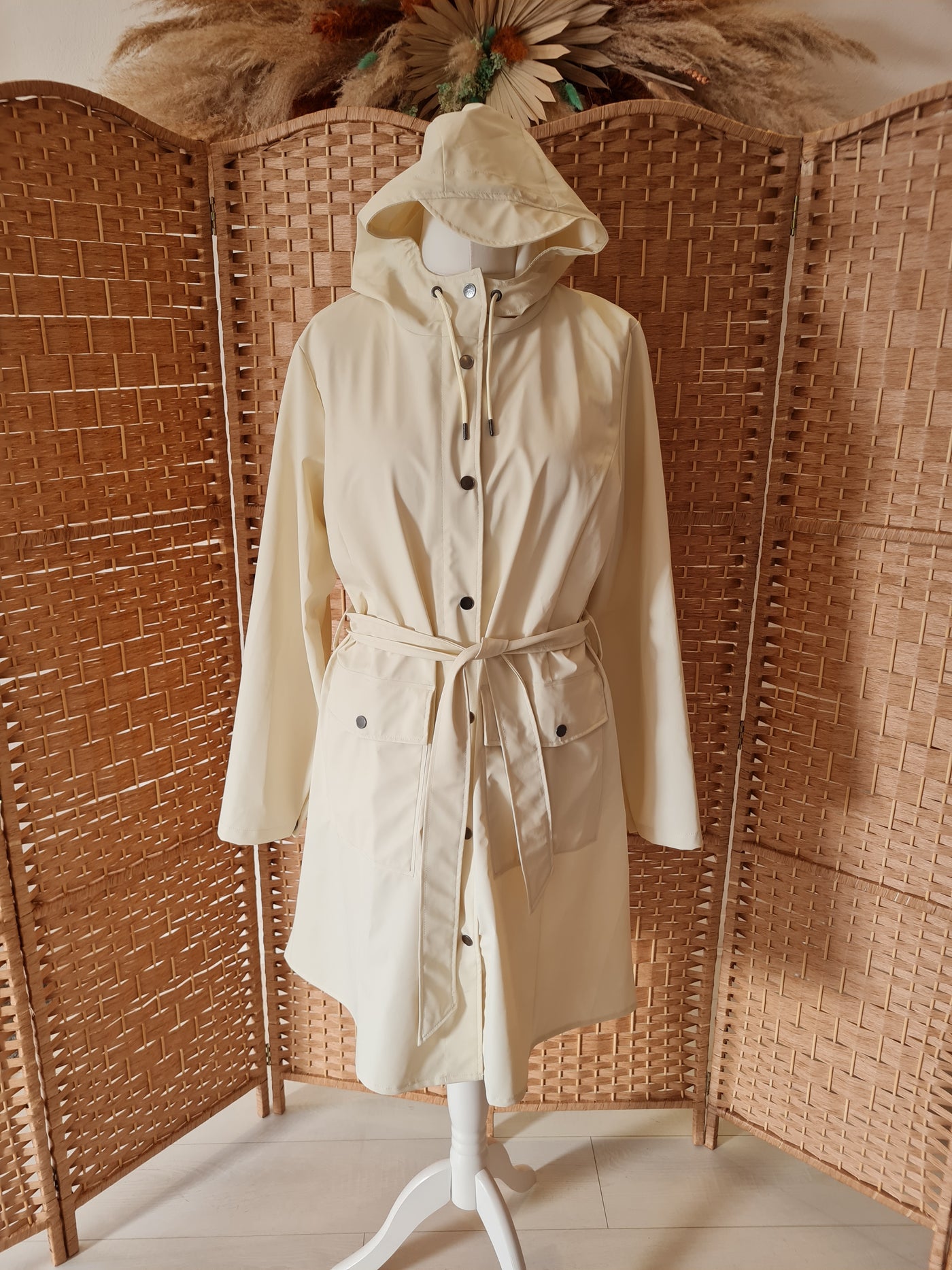 Rains Cream Belted Jacket XL