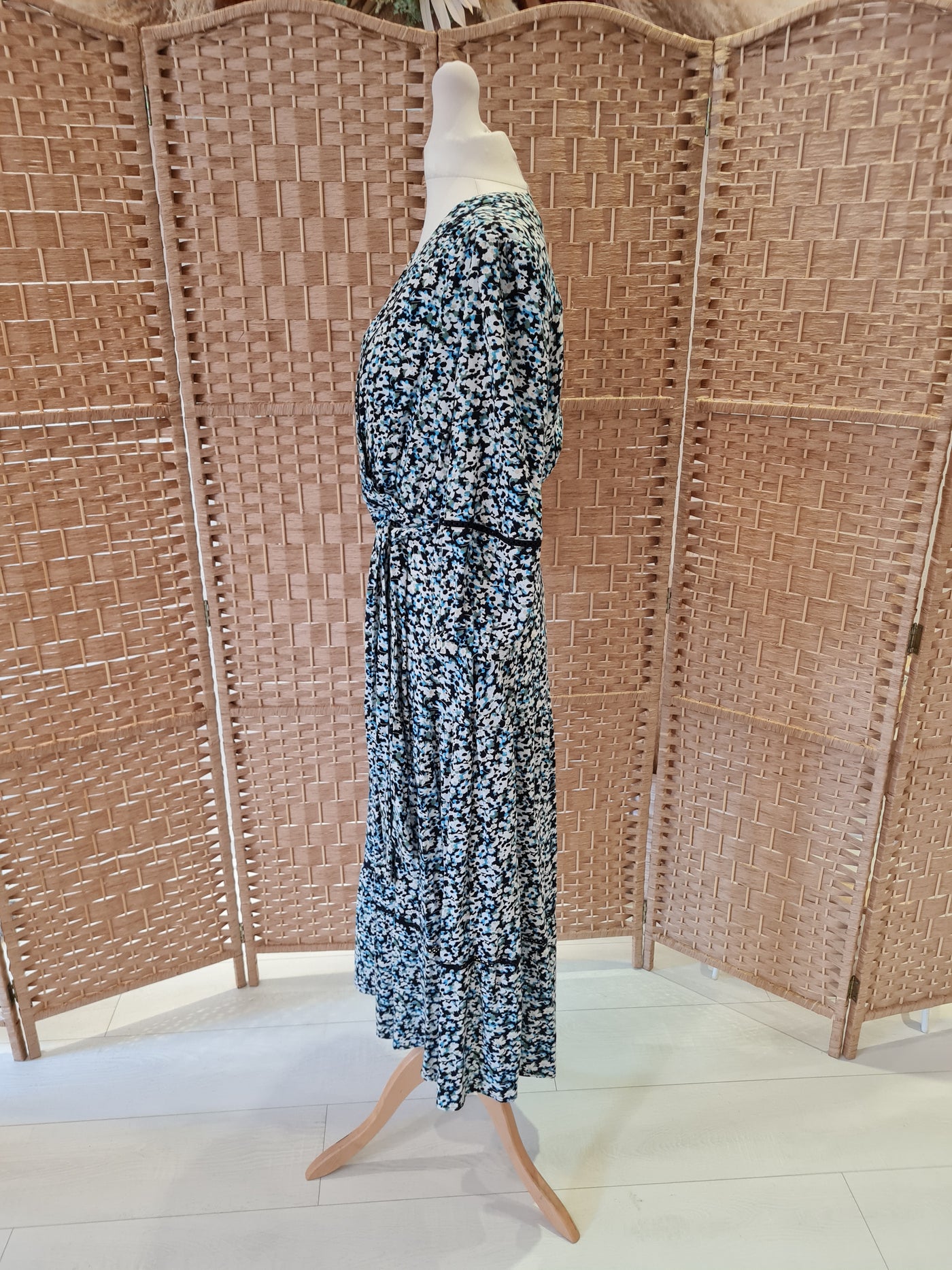 M&S Blue Floral Maxi Dress 10