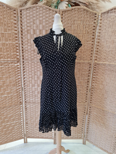 Karen Millen Black Spot Dress Size 12