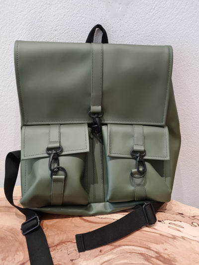 Rains Green 2 pockets & Buckle backpack