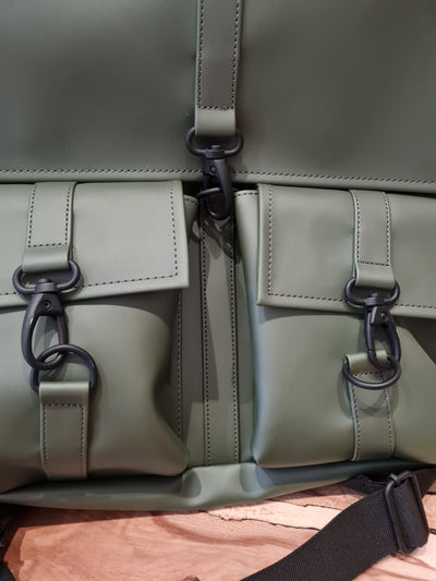 Rains Green 2 pockets & Buckle backpack