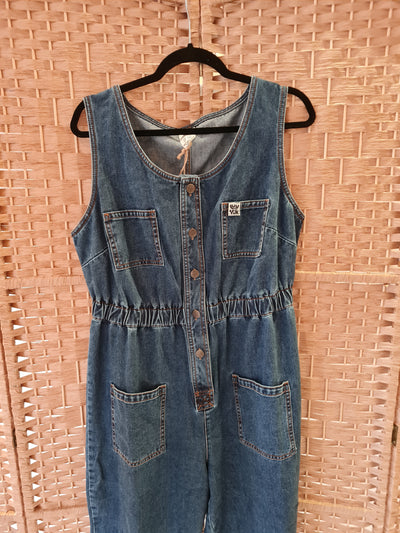 Lucy & Yak sleeveless denim jumpsuit 18R NWT