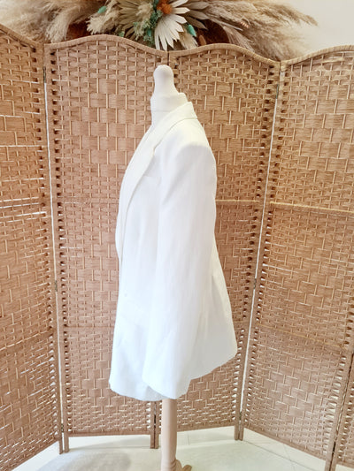 Veronika Maine White Linen Blend Blazer Size 14