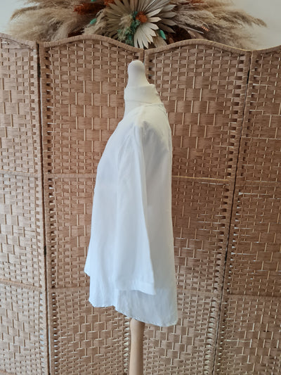 Gallery White Linen Mix Top Size 12