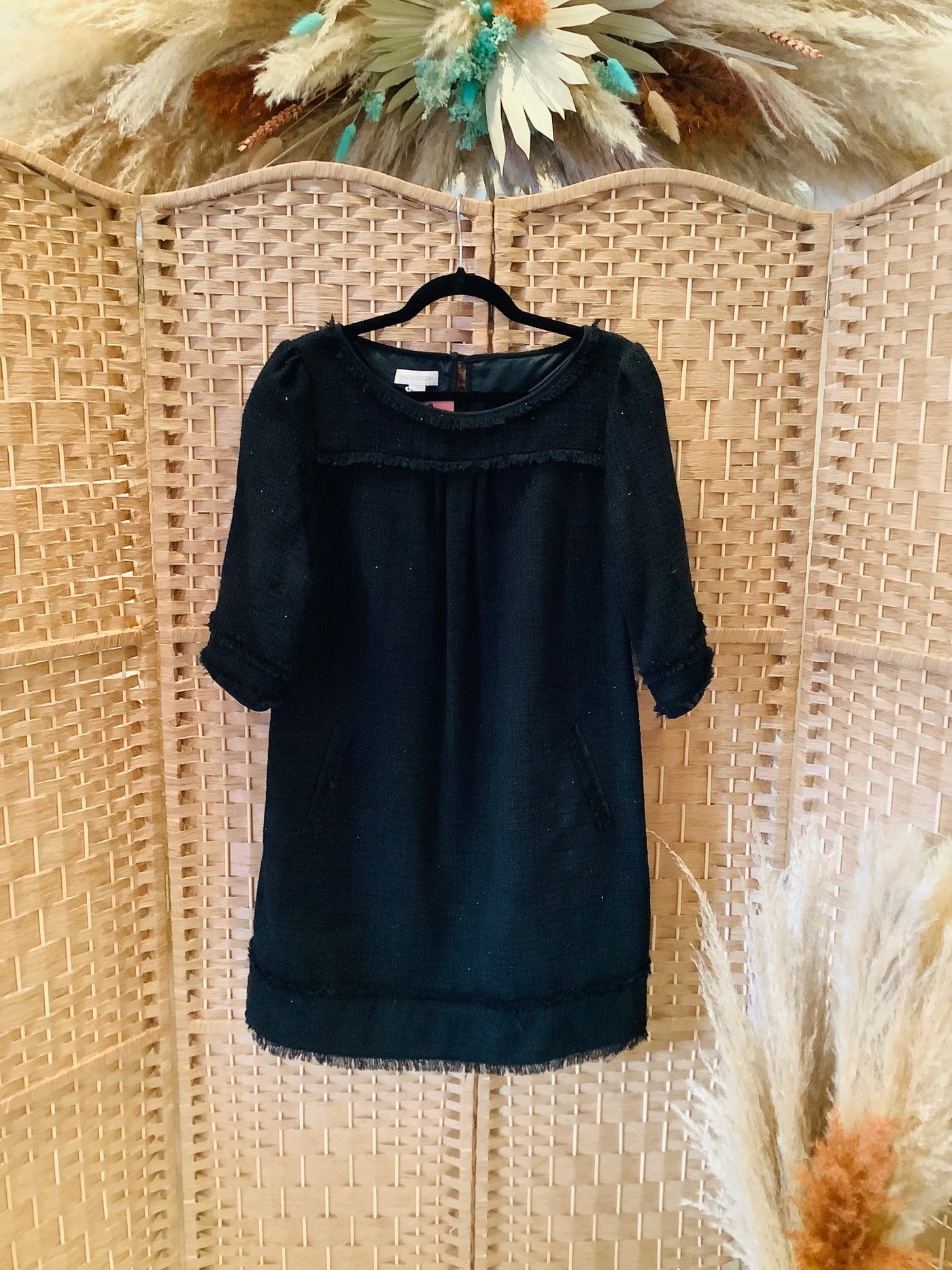 Monsoon Black Tweed Dress Size 16