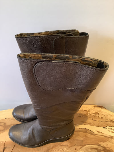 Fly London Brown Wedge Knee Boot Size 5 (New)