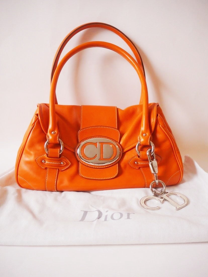 Christian Dior Orange Leather CD Bag