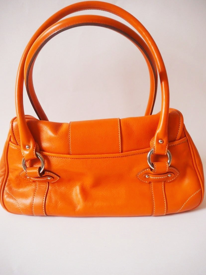 Christian Dior Orange Leather CD Bag