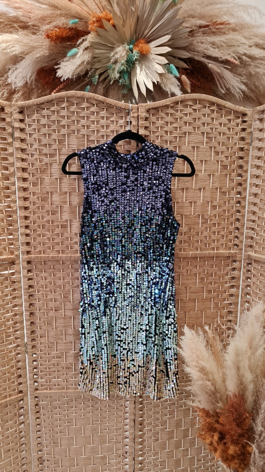 French Connection Black Multi High Neck Sequin Dress 8 – The Wardrobe