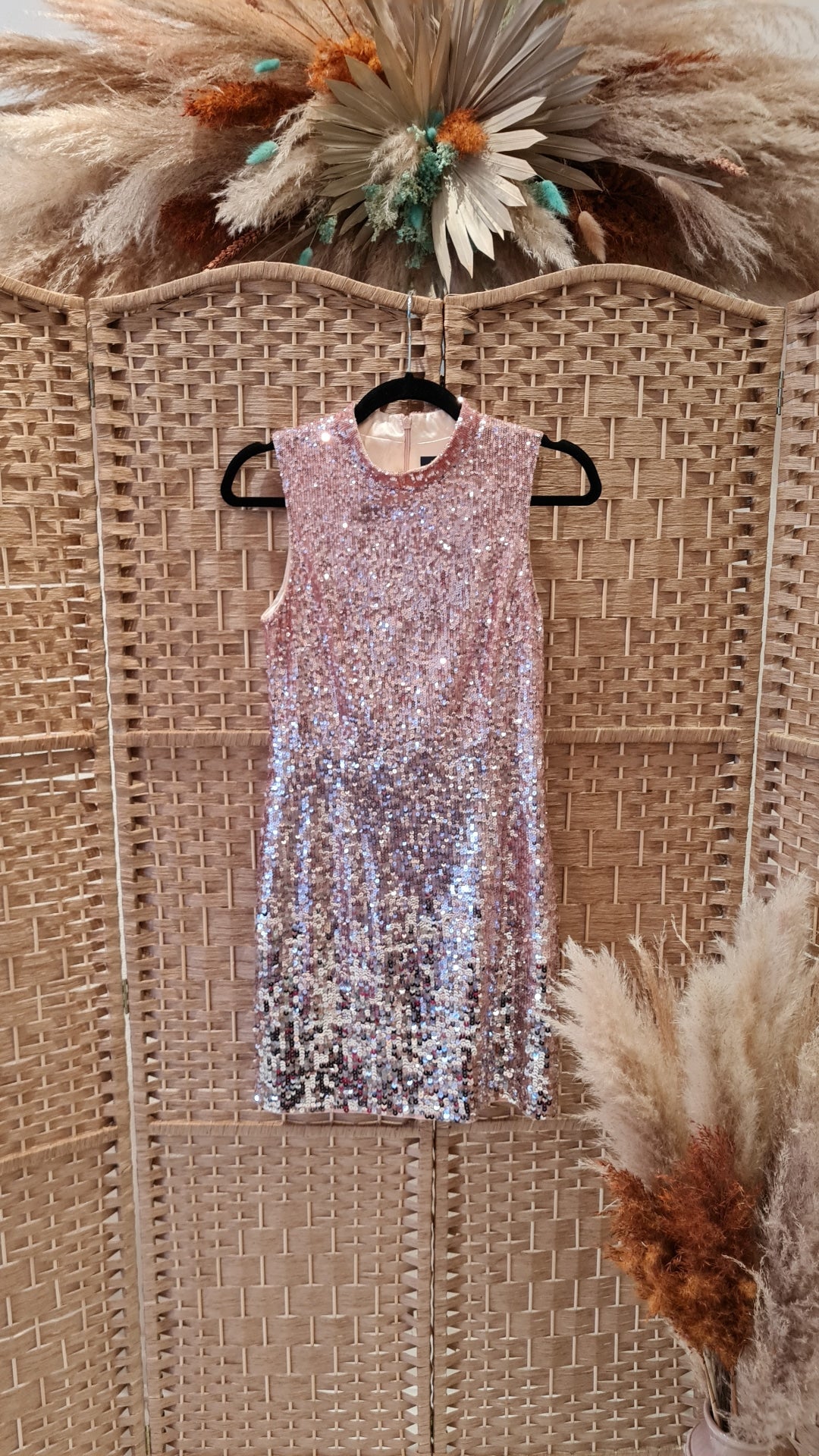 French Connection Rose Gold Sequin Dress Size 10 – The Wardrobe