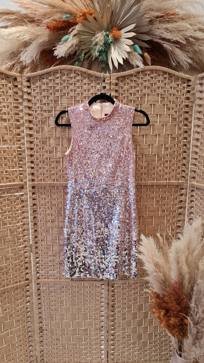 French Connection Rose Gold Sequin Dress Size 10