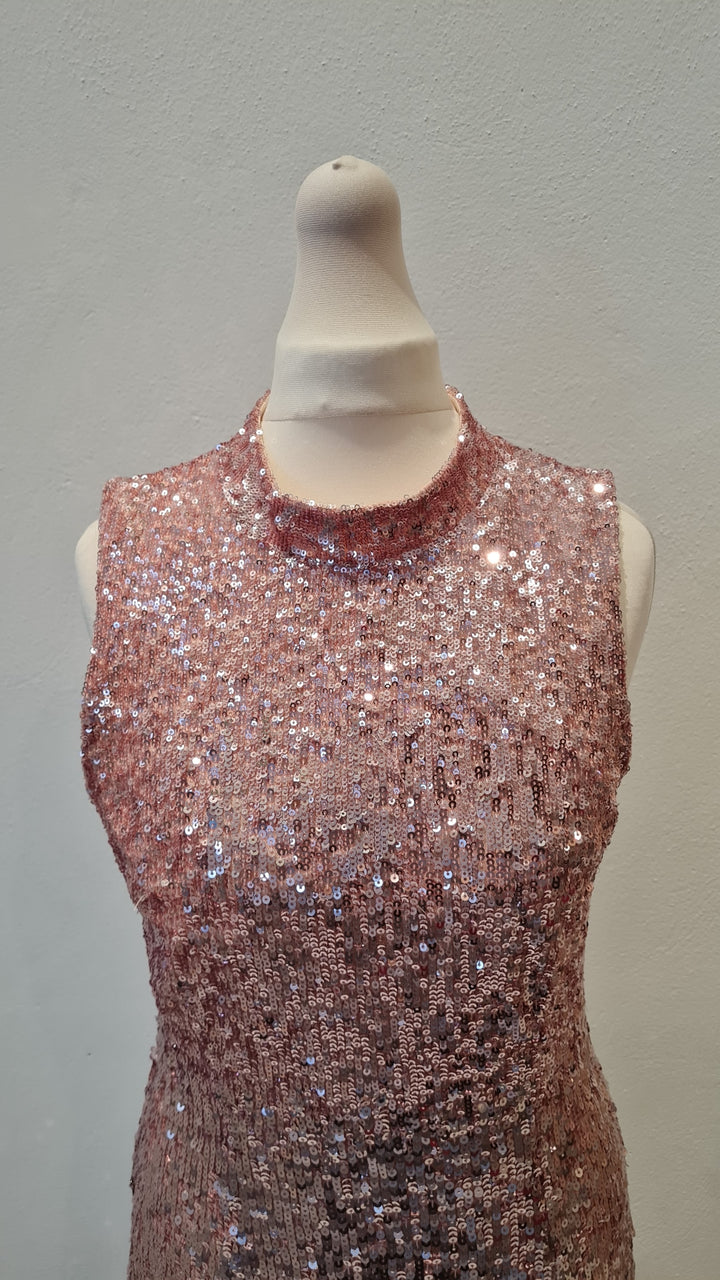 French Connection Rose Gold Sequin Dress Size 10 – The Wardrobe
