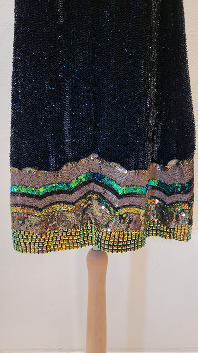 French Connection Navy Sequin Gold Studded Dress Size 10 (new)