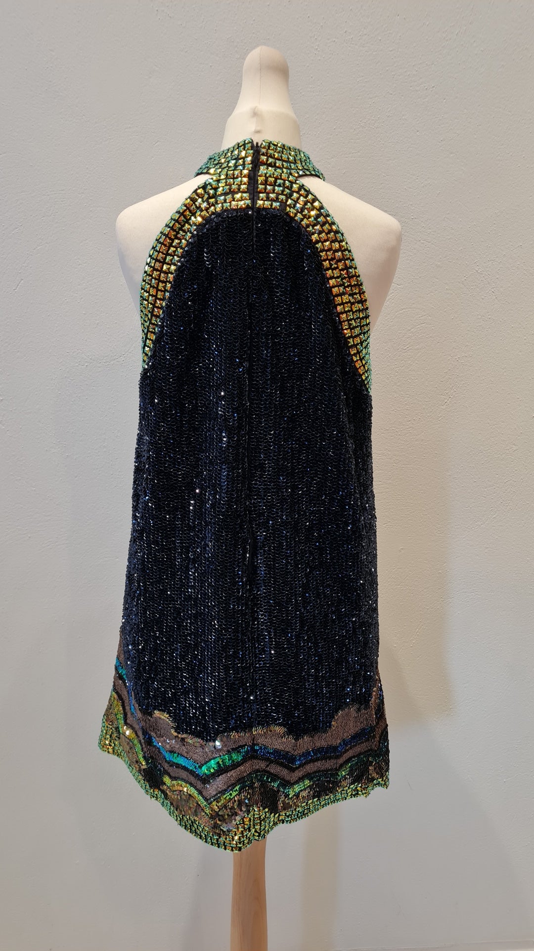 French Connection Navy Sequin Gold Studded Dress Size 10 (new)