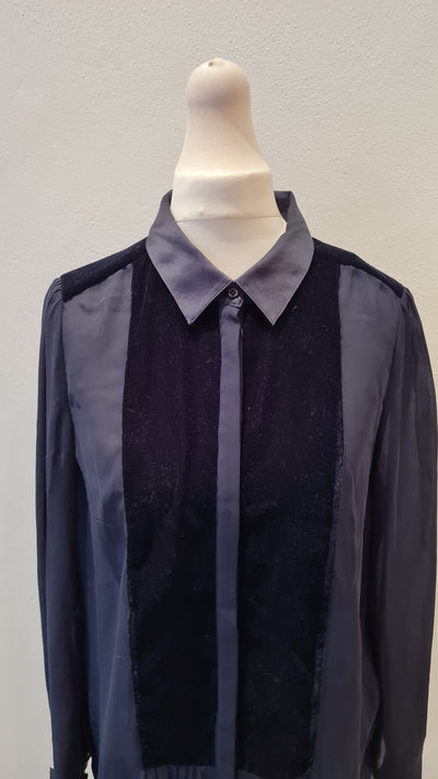 Next Navy & Black Velvet front Shirt 10