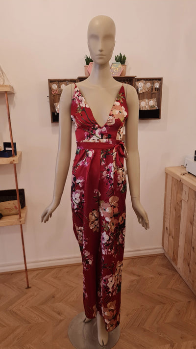 Missguided red floral jumpsuit 8