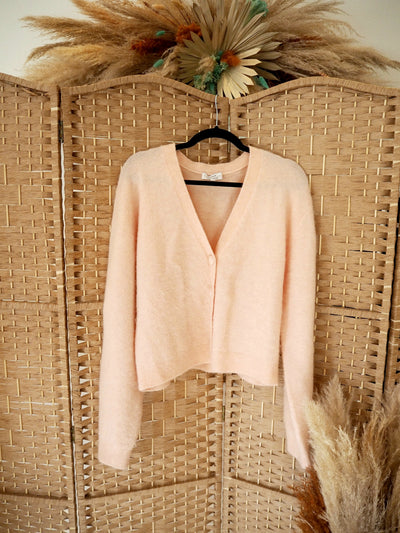 & Other Stories Pink fluffy cardigan L