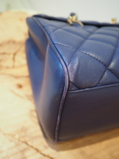 Chanel Blue Classic Leather Bag