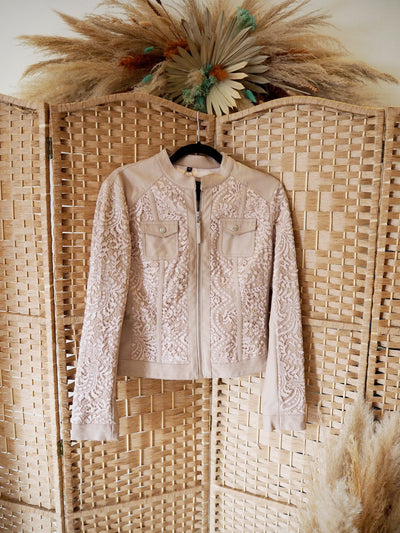Rino & Pelle Taupe Lace/Pleather Jacket 10
