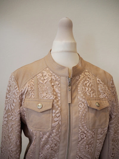 Rino & Pelle Taupe Lace/Pleather Jacket 10