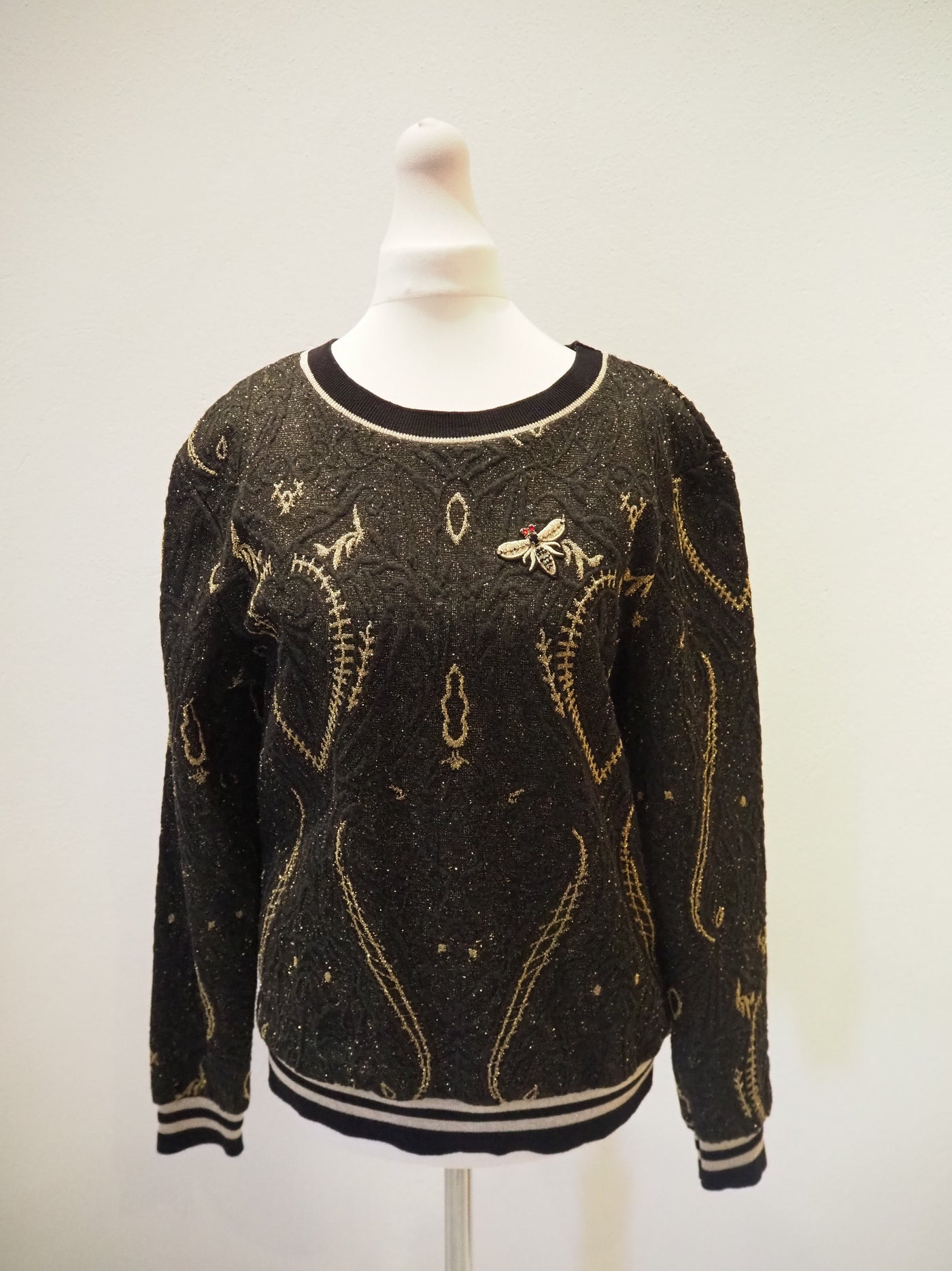 H&M Black Sparkle  Bug Sweater XS