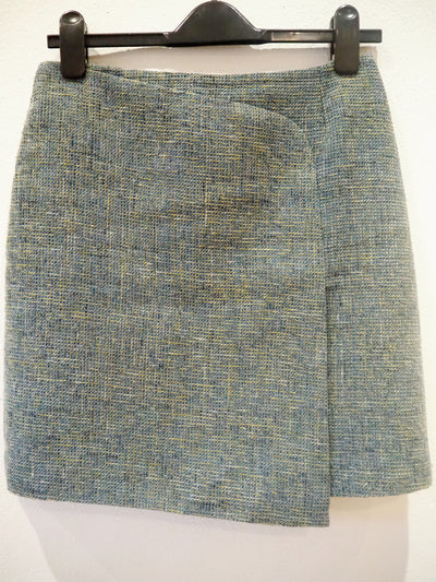 Warehouse Blue Tweed Skirt 10