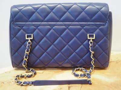 Chanel Blue Classic Leather Bag
