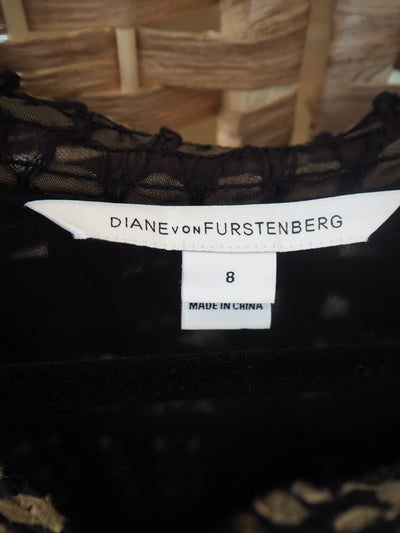 Diane Von Furstenburg Layla Black gold spot dress 8