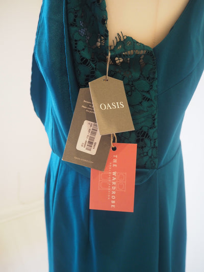 Oasis Teal Lace Detail Dress New RRP £58 Size 12