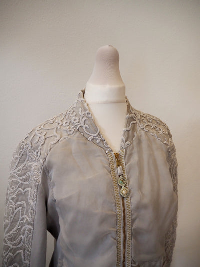Eliza Cavaletti Grey Zip lace sleeve Jacket S