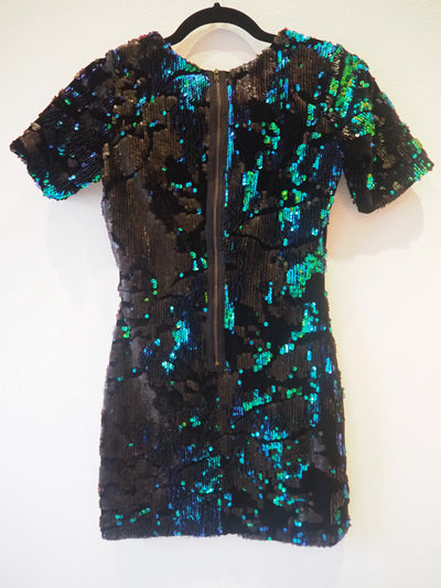 Topshop Green/Black Sequin Dress 6 petite