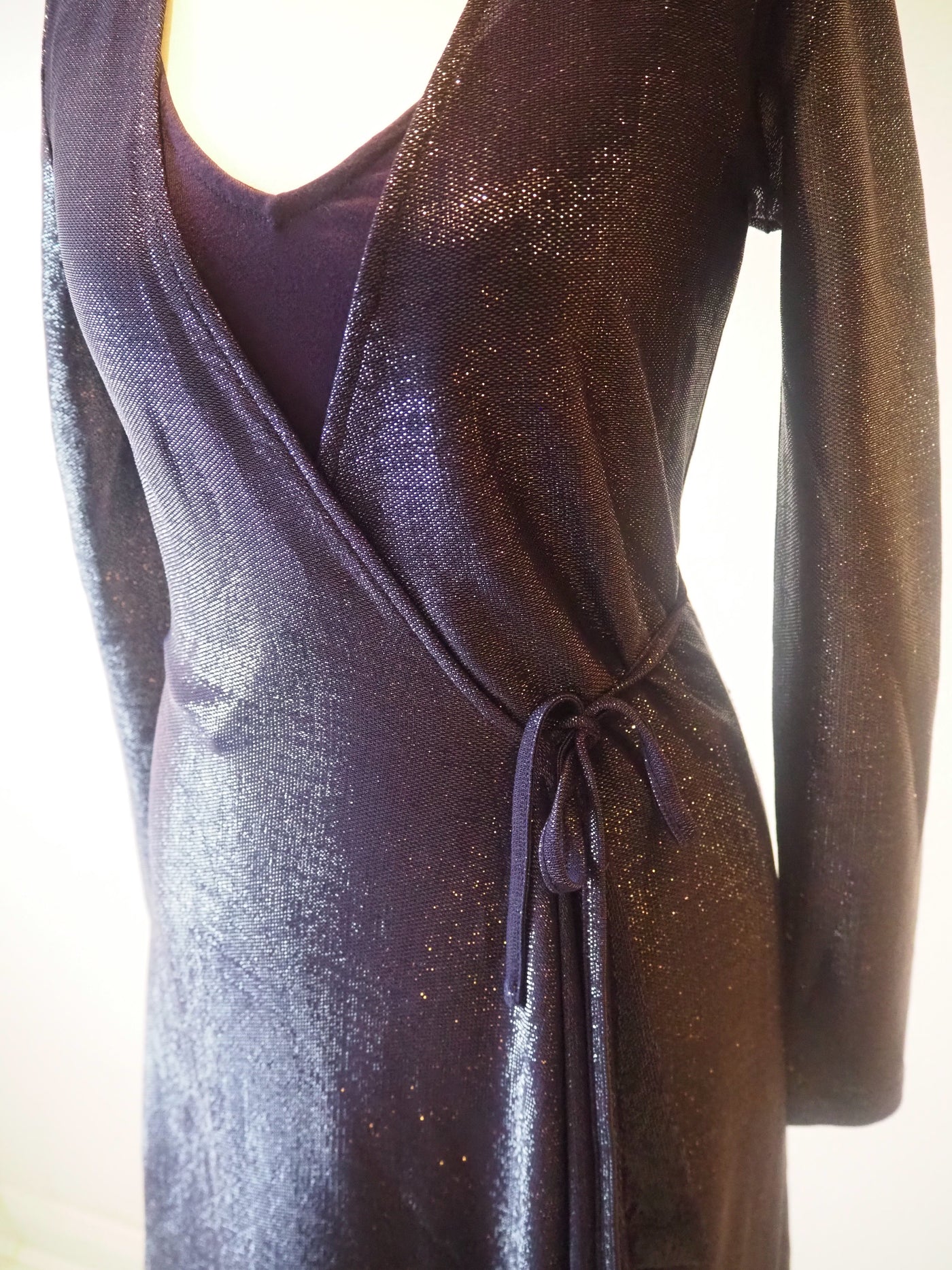 & Other Stories Navy Wrap Sparkle Dress Small