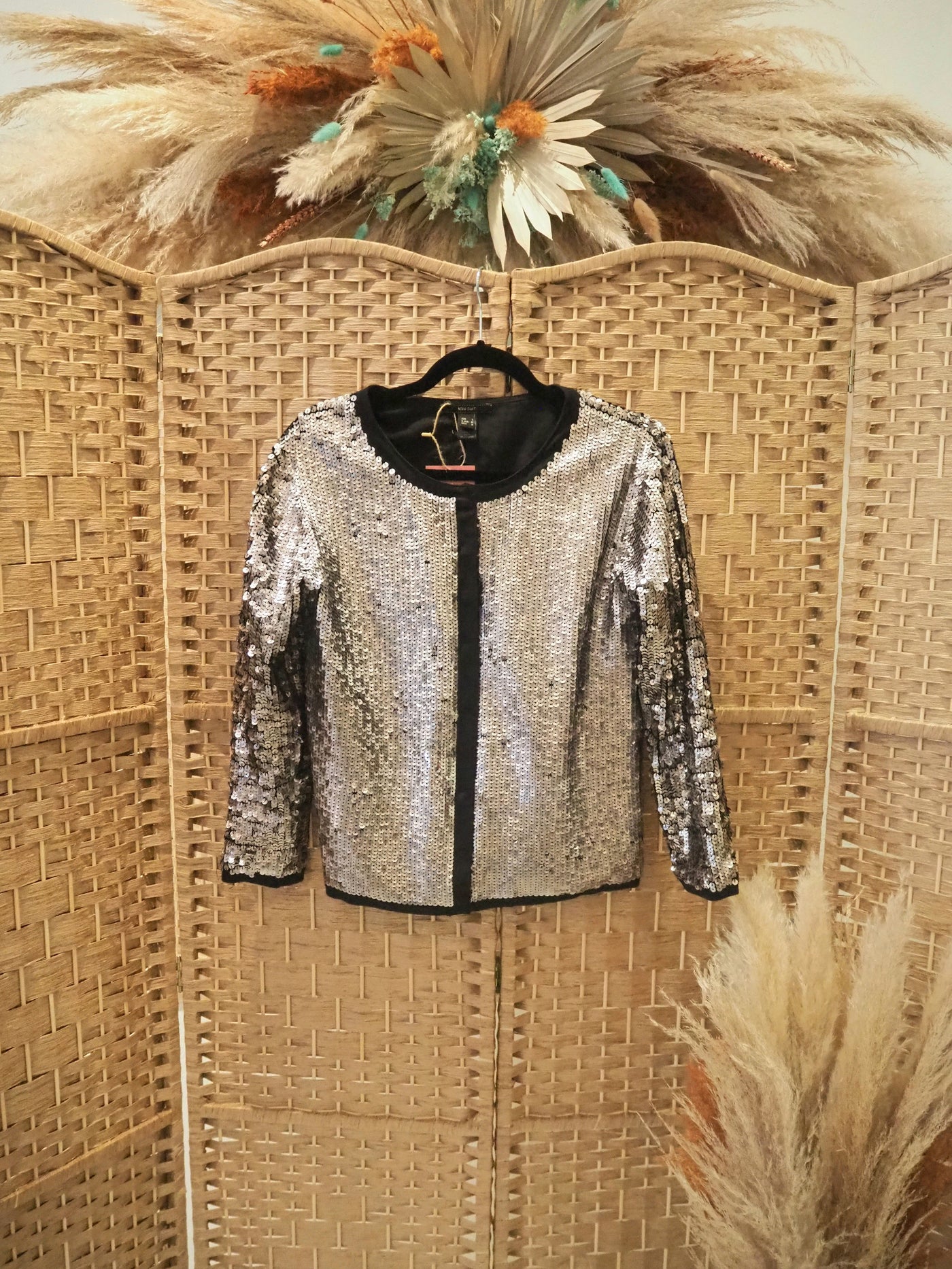 Mango Silver Sequinned Jacket L