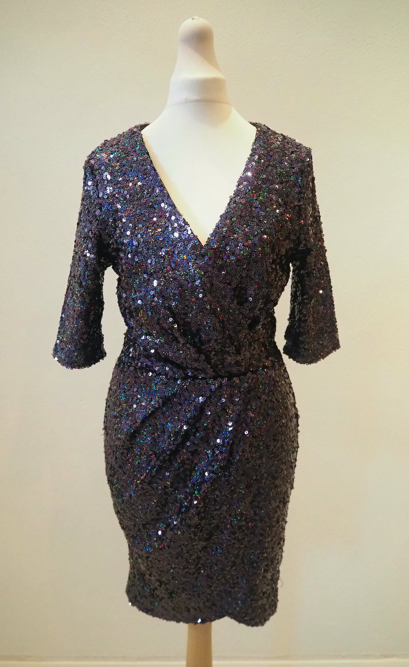 French Connection Charcoal Sequin Dress 10 New with Tags