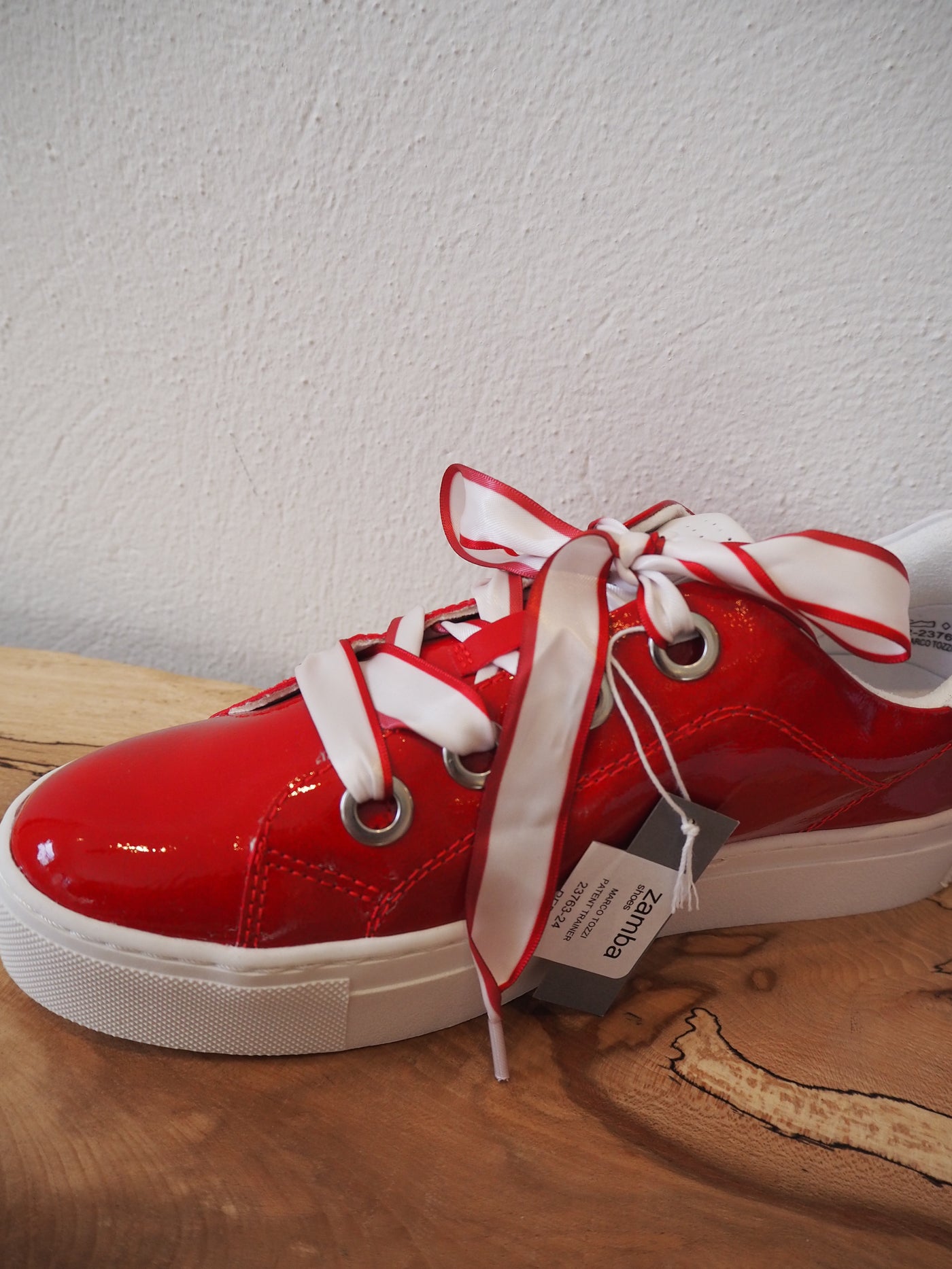Marco Tozzi Red Patent Trainers 5 New RRP £52