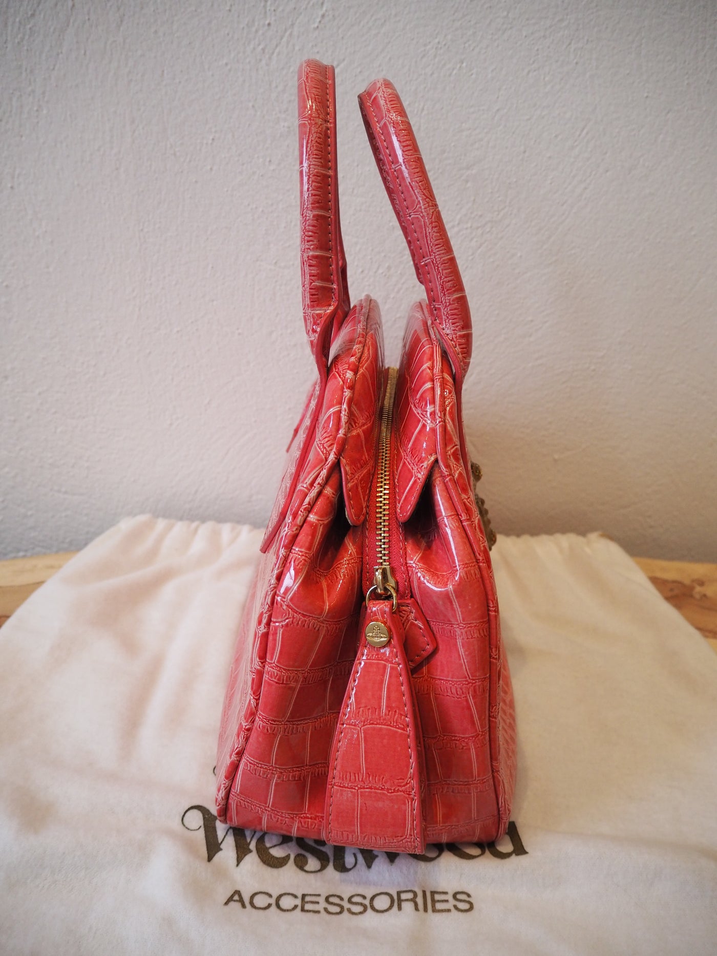 Vivenne Westwood Pink Snakeskin Large Orb Bag