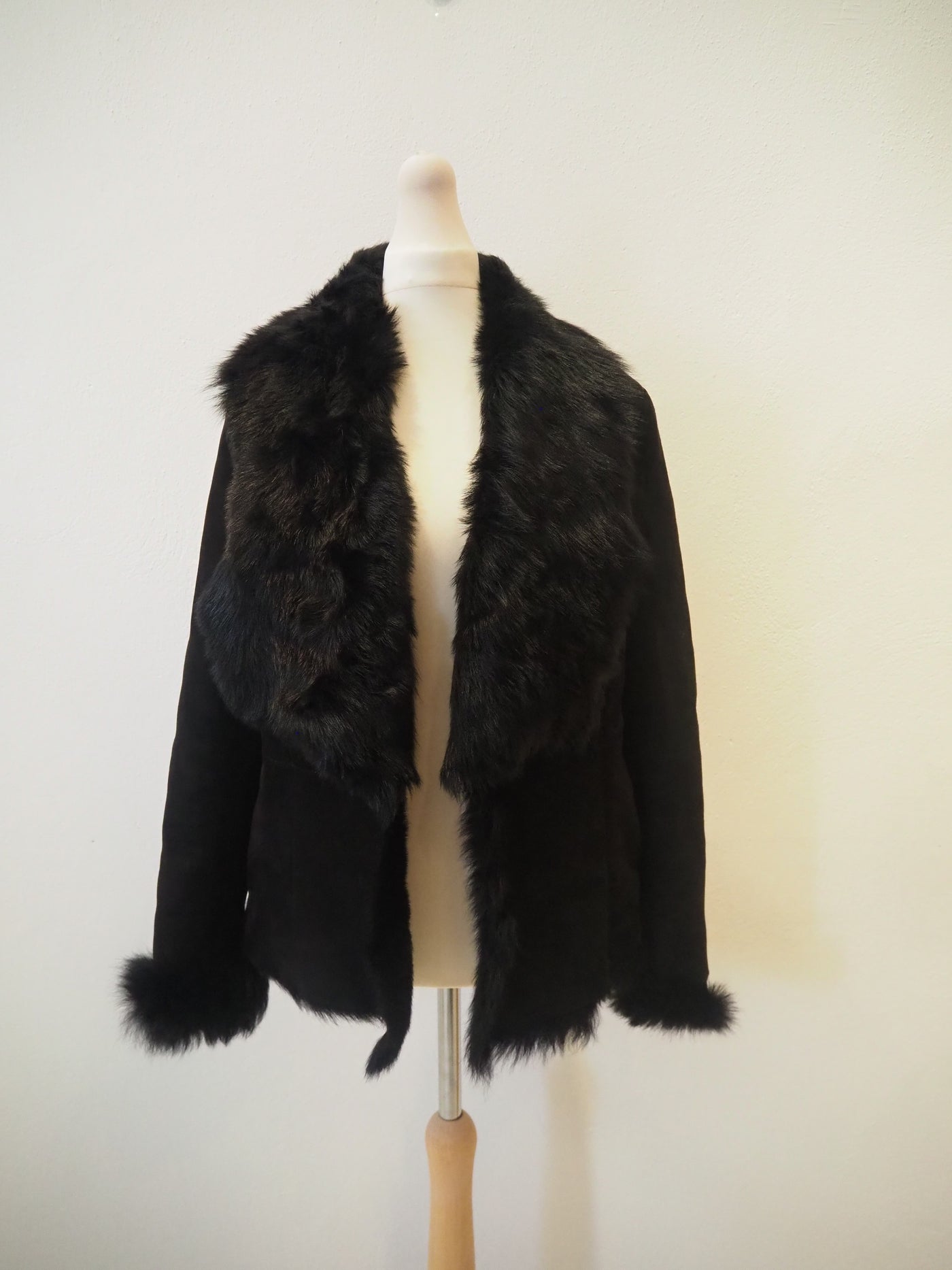 LK Bennett Black Suede Fur Jacket Medium (RRP £595)