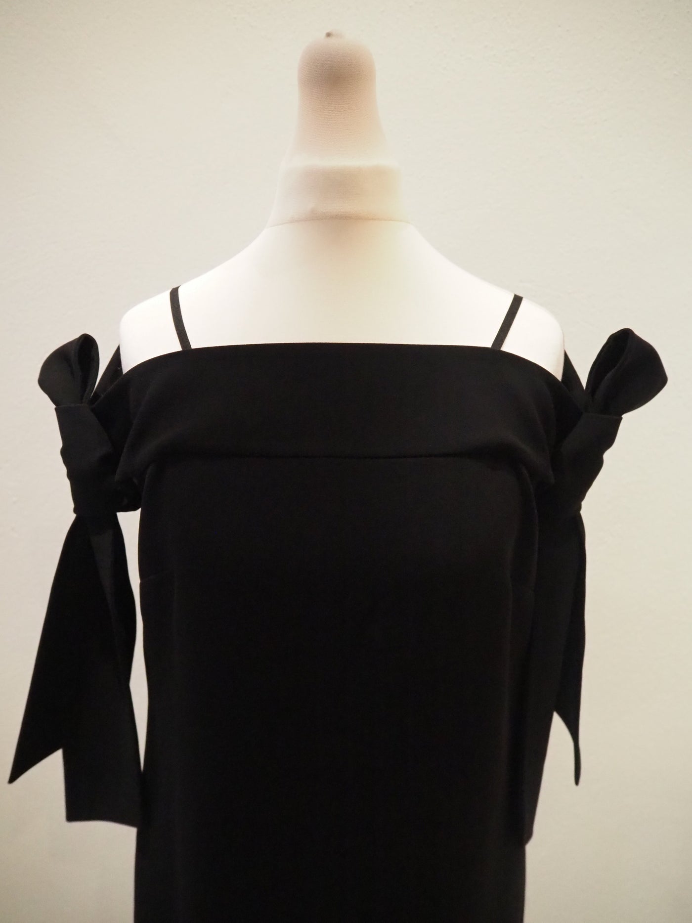 Tibi Black Bow Shoulder Dress Size 8