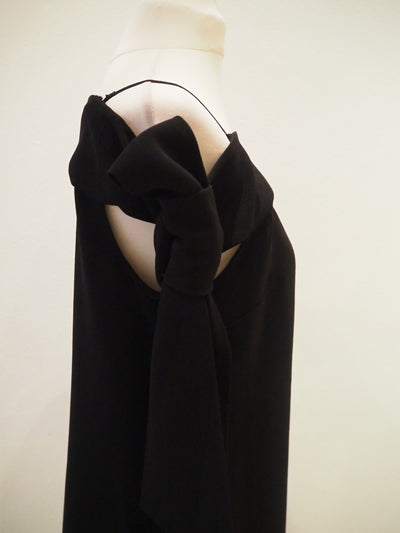 Tibi Black Bow Shoulder Dress Size 8