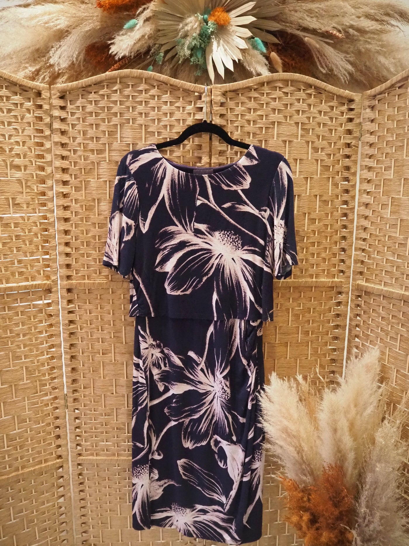 Phase eight Navy Floral layerd dress 12