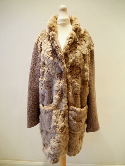 Rino & Pelle Faux Fur Contrast Sleeve Size 12