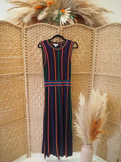 Warehouse Multi Stripe Knit Dress 12 New RRP £79