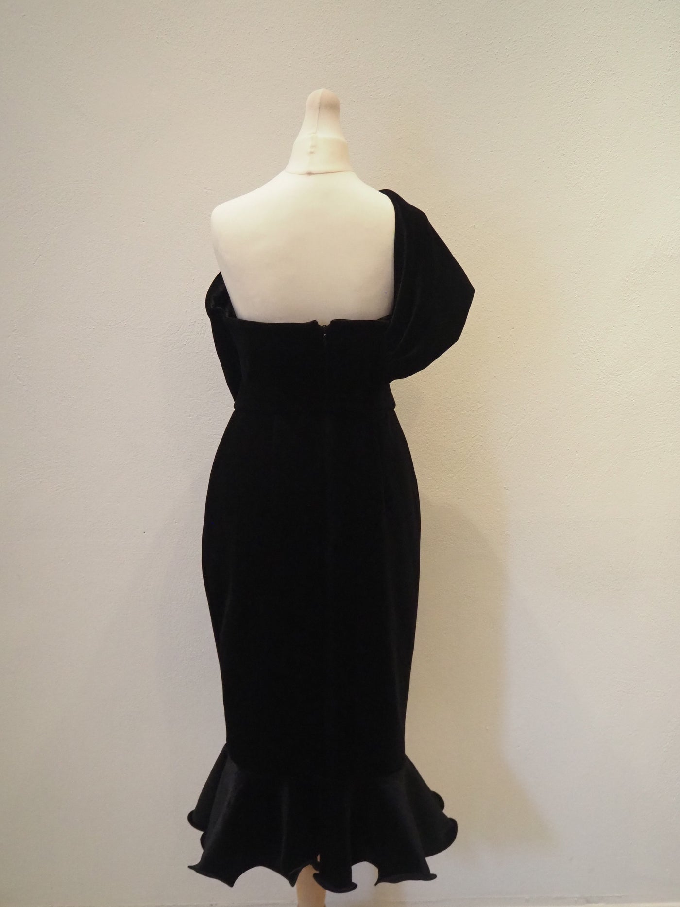 ASOS Black Velvet Off Shoulder Dress Size 10