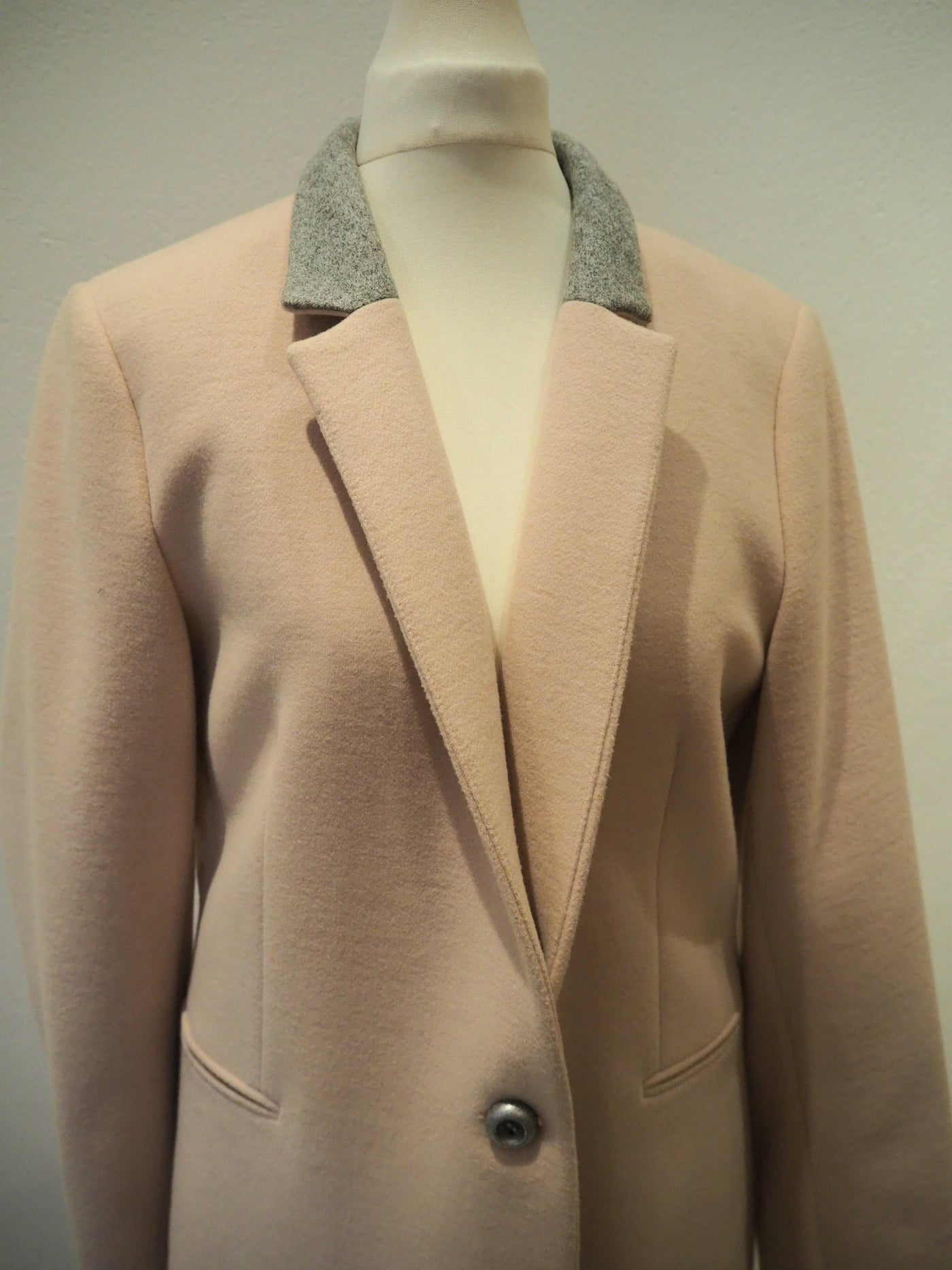 Access Pink Grey Collar Coat L