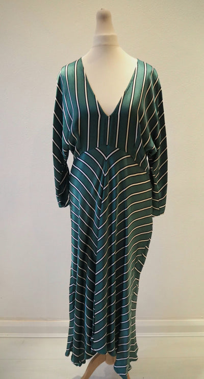 Ghost Green Striped Maxi Dress Medium